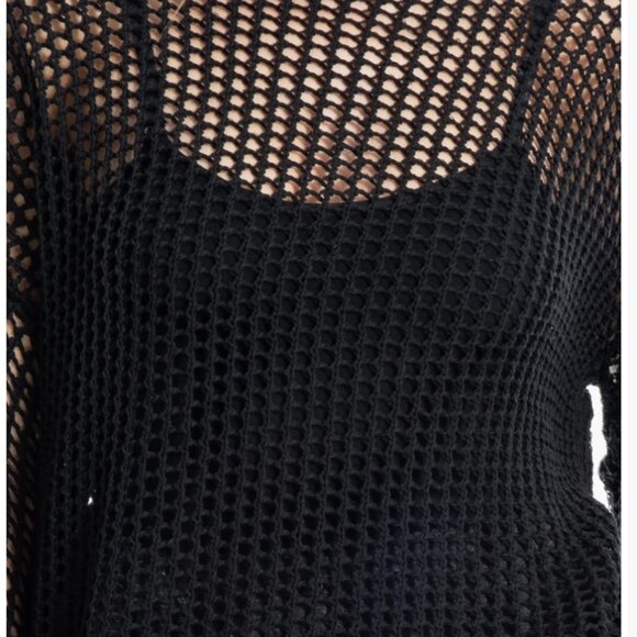 MAX STUDIO Oversize Open Knit Black Sweater Oversized Small - Picture 3 of 5